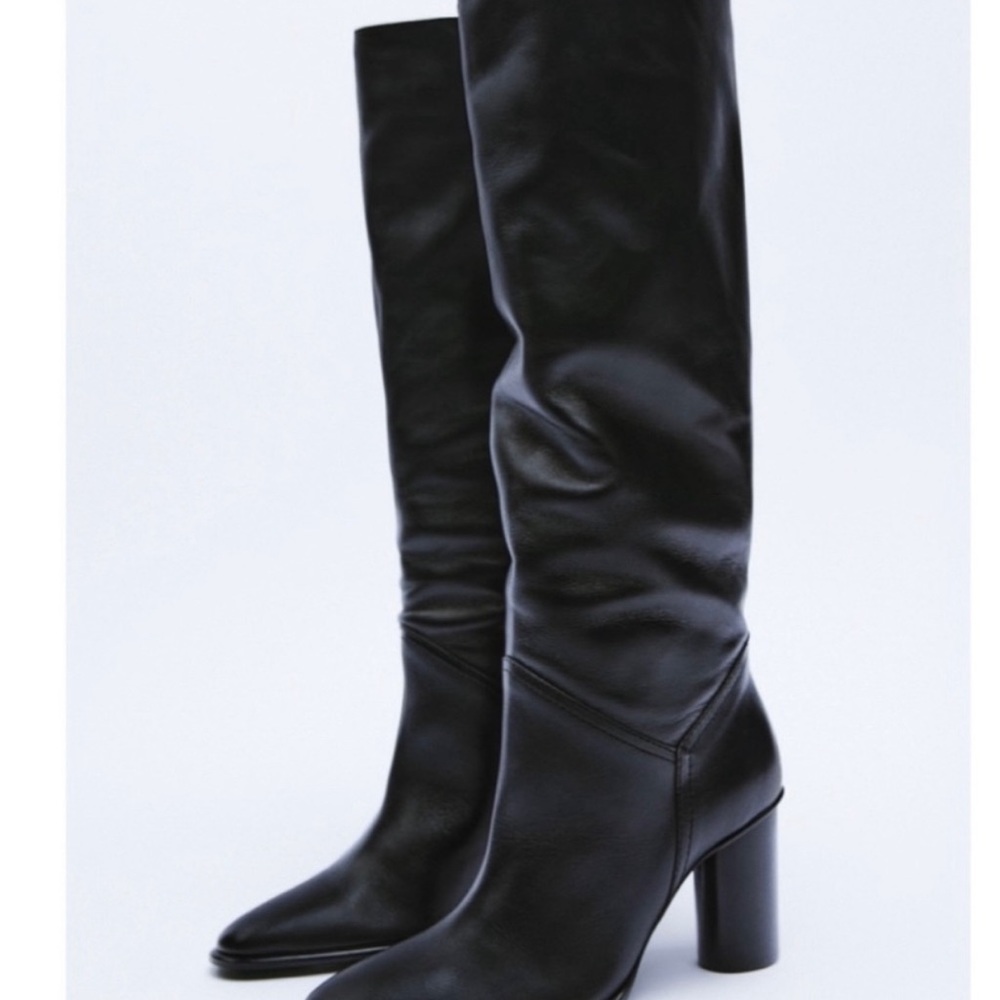 NWT ZARA pull on leather boots size 6